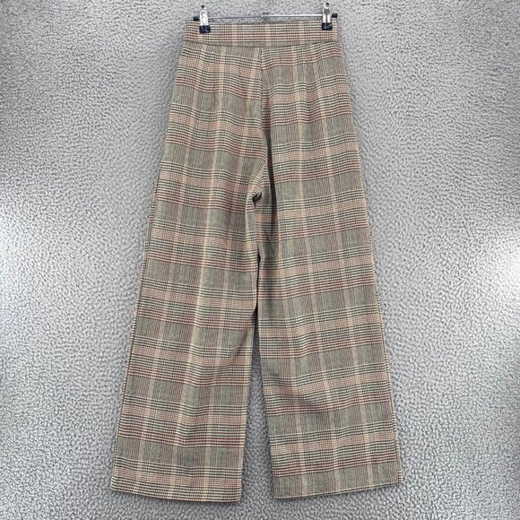 En Creme Pants Womens Small Ivory Houndstooth Plaid Wide Leg Pleated Office NWT - Picture 3 of 14